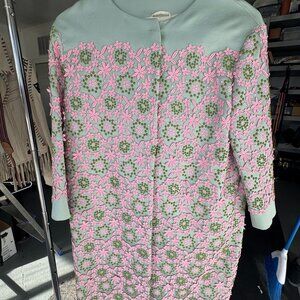 Prada pastel green and pink satin coat